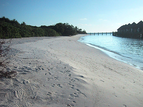 Der weiße Sandstrand der Malediven